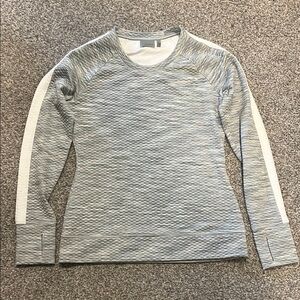 Athleta- Gray and White Textured Long Sleeve Top
